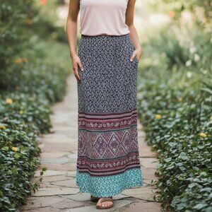 Y2k Women’s No Comment Long Maxi Skirt Boho Hippie Western Whimsigoth Side Slit